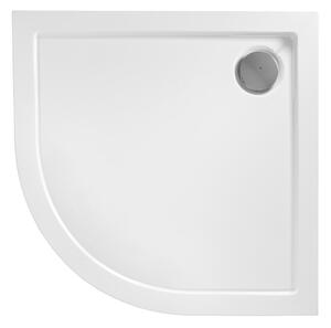 Rea Look, akrylátová čtvrtkruhová sprchová vanička 80x80x6 cm + chromový sifon, bílá, REA-K7908