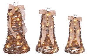 Sada 3 vánočních dekorací LED LUOSTO 43/38/32 cm Vánoční motiv Hnědá