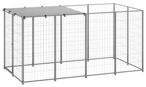 Psí kotec stříbrný 2,42 m² ocel 3082202