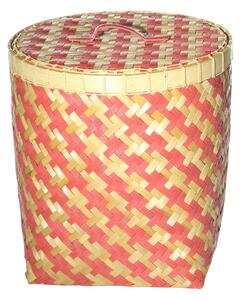 Koš s víkem Stripes 45x47cm malinový