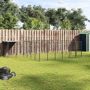 Psí kotec černý 12,1 m² ocel 3082213
