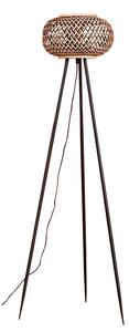 Lindby - Nerys Stojací Lampa Černá/dřevo