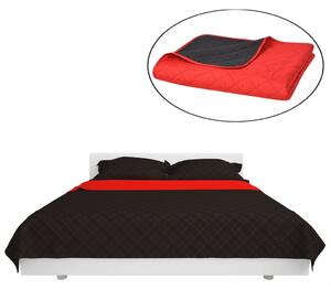 Oboustranný prošívaný přehoz na postel červeno-černý 230x260 cm