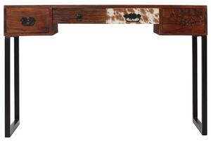 Psací stůl masivní sheeshamové dřevo a pravá kůže 117x50x76 cm