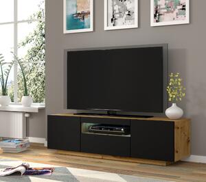 TV stolek/skříňka Aurinko 150 (dub artisan + matná černá) (s osvětlením). 1083423