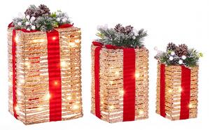 Sada 3 vánočních dekorací LED VAHTO 46/32/30 cm Vánoční dárky Hnědá