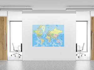 Glasdekor Skleněná magnetická tabule modrá mapa světa A-82821382-5050