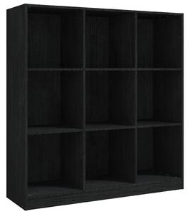 Knihovna / dělicí stěna černá 104x33,5x110 cm masivní borovice