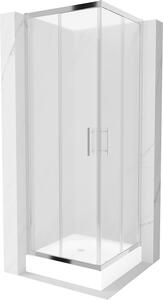 Mexen Rio, čtvercový sprchový kout s posuvnými dveřmi 70 x 70 cm, 5mm sklo námraza, chromový profil + bílá vysoká sprchová vanička Rio,…