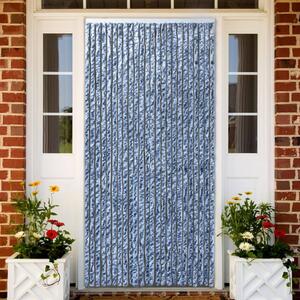 Závěs proti hmyzu modrý, bílý a stříbrný 100 x 220 cm Chenille