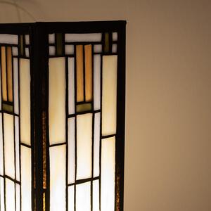 Stolní lampa Tiffany Zuria béžovo hnědá art deco ve tvaru hranolu – 12x12x35 cm