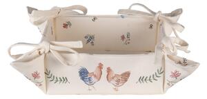 Bavlněný košík na pečivo Chicken and Rooster – 35x35x8 cm