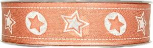 POSLEDNÍ KUS! Vánoční bavlněná stuha STARS pastelově červená 15mm x 20m (3,-Kč/m)