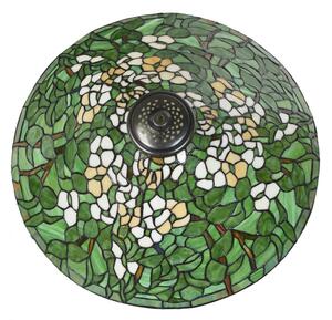 Závěsné světlo Tiffany Hendrika zelené s florálním motivem – 50 cm