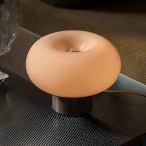 Nordlux Stolní lampa Malti, sklo, béžová, Ø 27,5 cm, E27, Krémová / jantar, Obývací pokoj / jídelna, Sklo