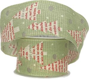 Vánoční stuha bavlněná CHRISTMAS FOREST GREEN 40mm x 2m (4,-Kč/m)