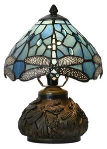 Stolní lampa Tiffany Dragonfly modrá s motivem vážky – 20x28 cm