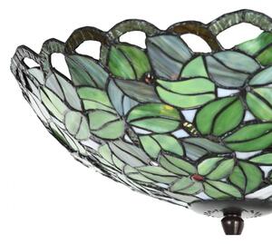 Stropní svítidlo Tiffany Platt s motivem zelených listů – 41x24 cm