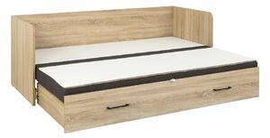 Rozkládací postel s matracemi a polštáři TETRIS, dub sonoma/šedá