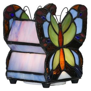 Stolní lampa Tiffany Butterfly modrá ve tvaru motýla s LED světlem – 15x8x13 cm