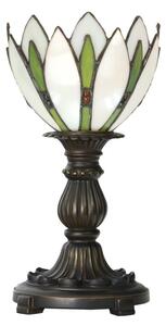 Stolní lampa Tiffany Bartina bílo zelená ve tvaru poupěte – 18x30 cm