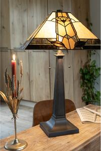Stolní lampa Tiffany Solei béžová ve stylu art deco – 80 cm