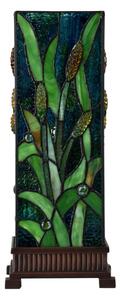 Stolní lampa Tiffany Rust zelená ve tvaru hranolu – 18x18x45 cm