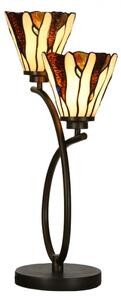 Stolní lampa Tiffany Vallois béžovo hnědá se 2 světly – 46x28x63 cm