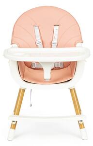 Dětská růžová židlička na krmení 2v1