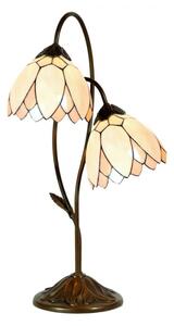 Stolní lampa Tiffany Annabel béžovo hnědá ve tvaru květin – 33x61 cm