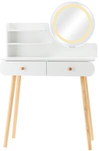 Bílý toaletní stolek s LED zrcadlem