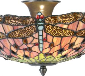 Stropní svítidlo Tiffany Dragonfly starorůžové s motivem vážky – 40x23 cm