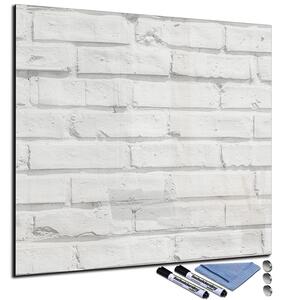 Glasdekor Čtverec / 50x50 Skleněná magnetická tabule bílá cihla