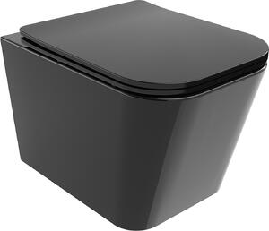 Mexen TEO Rimless mísa závěsná se sedátkem volně-padajícím, 53 x 37 cm, černá, 30854070