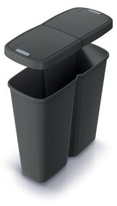Prosperplast Odpadkový koš COMPACTA Q DUO recyklovaný černý s černým víkem, objem 50l