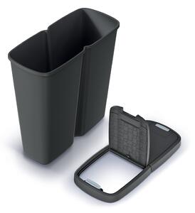 Prosperplast Odpadkový koš COMPACTA Q DUO recyklovaný černý s černým víkem, objem 50l
