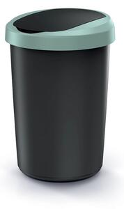 Prosperplast Odpadkový koš COMPACTA R FLAP recyklovaný černý s světle zeleným víkem, objem 40l