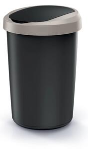 Odpadkový koš COMPACTA R FLAP recyklovaný černý s světle hnědým víkem, objem 40l