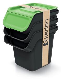 Prosperplast Odpadkový koš KADDI Q SET recyklovaně černý s filtrem, objem 3 x 20l