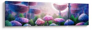 Obraz - Houby při úplňku, grafika (170x50 cm)