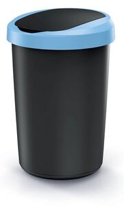 Prosperplast Odpadkový koš COMPACTA R FLAP recyklovaný černý s světle modrým víkem, objem 40l