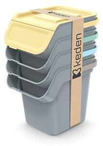 Prosperplast Odpadkový koš KADDI Q SET světle šedý s filtrem, objem 4 X 20l