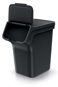 Prosperplast Odpadkový koš STACKBOX Q SET recyklovaně černý, objem 3 x 20l