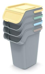 Prosperplast Odpadkový koš KADDI Q SET světle šedý s filtrem, objem 4 X 25l