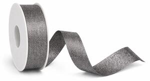 Stuha taftová HIGH SOCIETY Anthracite Silver antracitová matná 25mm x 2m (10,-Kč/m)