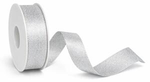 Stuha taftová HIGH SOCIETY Silver Glam stříbrná matná 25mm x 2m (10,-Kč/m)