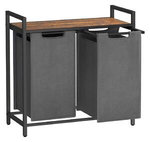 Prádelní koš se 2 přihrádkami, koš na prádlo, 2 x 46 l, šedý