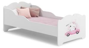 Dětská postel ANNA 160 × 80 cm s matrací – motiv kočka