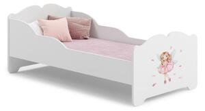 Dětská postel ANNA 160 × 80 cm s matrací – motiv dívka s křídly