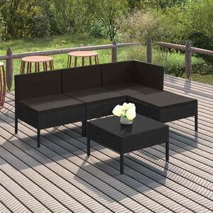 5dílná zahradní sedací souprava s poduškami polyratan černá 3094365